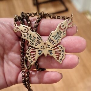 Butterfly Pendant Necklace in Gold and Black